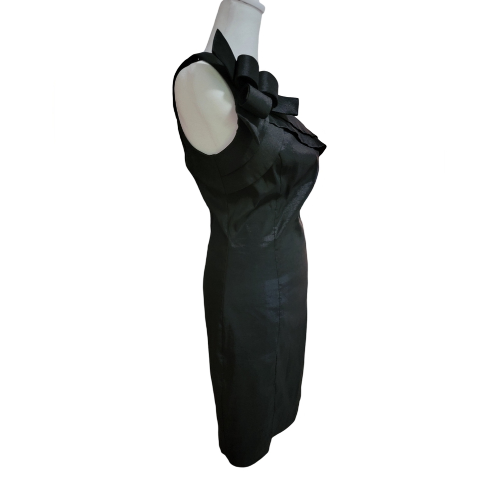 Jackie Jon NY Womens Size 8 Black Asymmetrical One-Shoulder Cocktail Midi Dress - Picture 4 of 7